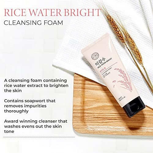 The Face Shop 2 Step Brightening Routine Combo | Rice Water Bright Foaming Cleanser (150Ml) + Rice & Ceramide Moisturizing Emulsion (150Ml)