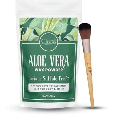 Clart Wax Powder For Hair Removal For Women & Men | India's First Bas/Barium Sulfide Free | No Smell, No Side Effect, No Sensation | 10 Mins Painless & Quick Hair Removal - 100 G (Aloevera)