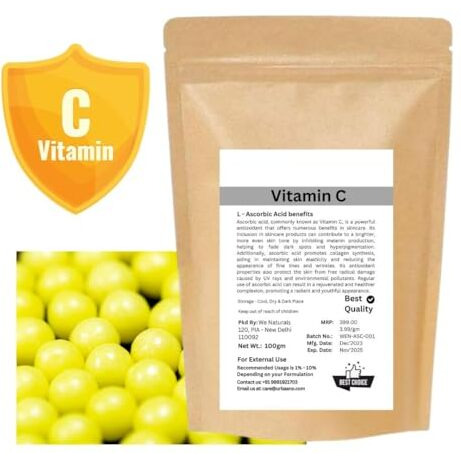 Urbaano Herbal L-Ascorbic Acid (Vitamin C Powder) Diy For Making Serum, Soap, Cream, Lotion & Face Wash For Face, Skin & Body (100Gm)