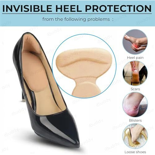 Ibuddy 6 Pcs Shoe Bite Protector Heel Cushion Pads For Women Insole For Shoes - Self-Adhesive Heel Grips For Loose Shoes Fix, Pain Relief Heel Liner For Men & Women - 3 Pairs