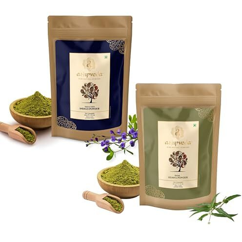 Ashpveda Natural Hair Colour For Women | Henna & Indigo Combo | 100% Pure Herbal Colour (50 Gm Pack Of Each)