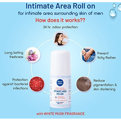 Derm & More Men's Intimate Roll-On For Intimate Skin And Underarm With Cucumber And Aloe Vera- (50Ml)