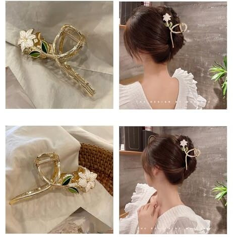Geocarter Floweral Hair Clutcher For Women|Alloy Metal Hair Claws For Girls|Premium&Lightweight Cute Designs Claw|Suitable In Various Occasions|Smooth Edges&Handmade Accessories|Pack -1,Multi Color