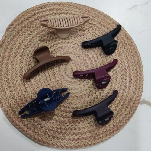 Dreamish Hair Accessories Matte Finish Hair Claw Clip For Women & Girls | Korean Clutcher Hair Clip | Medium Nonslip Hair Jaw Clips | Stylish Clips Accessories Pk-6 (Multi Color)