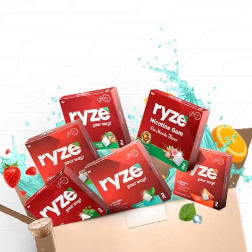 Ryze Nicotine Gum Variety/Trial Pack, 54 Count  (6 Flavors*9 Gums Each) | Sugar-Free | Fda Approved | Smoking Cessation Support | Gentle On Throat