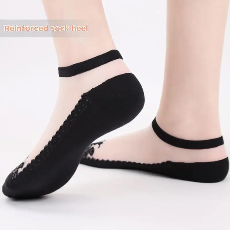 Nicsy Socks For Women - 5 Pairs Assorted Color Mesh Socks Ankle Length, Transparent, Ultra Thin, Lace, Invisible, Fishnet, Summer