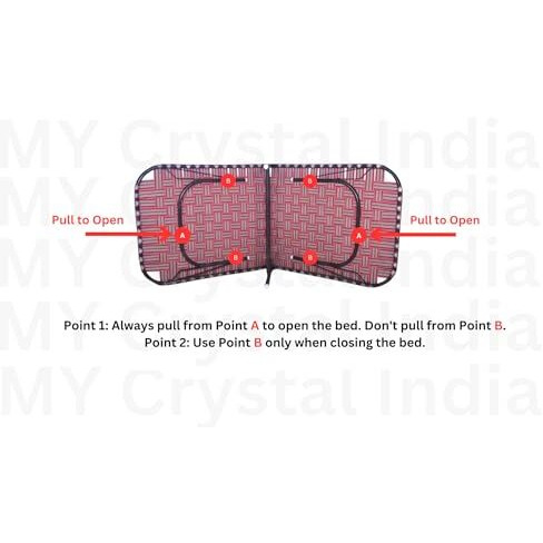 My Crystal India Portable Metal Iron Folding Bed Iron Cot Foldable Bed Frame Portable Bed Cot Camp Bed Guest Bed Folding Camp Bed Niwar Folding Bed For Sleeping., Painted, Single, 10 Cm