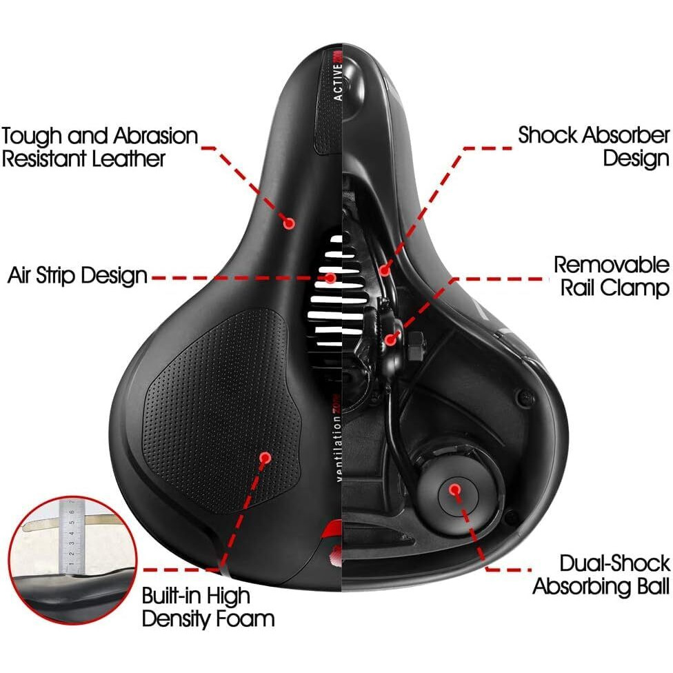 Gadget Deals- Cycle Seat | Cycle Seat Cushion | With Red Reflective Safety Strip Universal Memory Foam Waterproof Breathable Shock Absorbing| Cycle Saddle | Cycle Saddle Seat