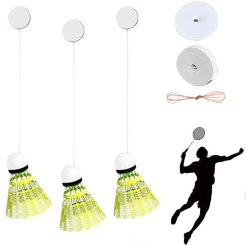 Proberos Badminton Self-Practice, 3 Ballsbouncing Badminton Ball For Training Self Adhesive With Elastic Cord, 40 Elastic Rope Replacement, Portable Practice Equipment (Non-Illuminating Style)