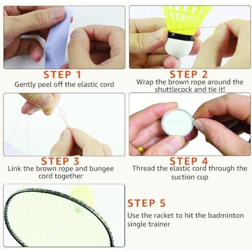 Proberos Badminton Self-Practice, 3 Ballsbouncing Badminton Ball For Training Self Adhesive With Elastic Cord, 40 Elastic Rope Replacement, Portable Practice Equipment (Non-Illuminating Style)