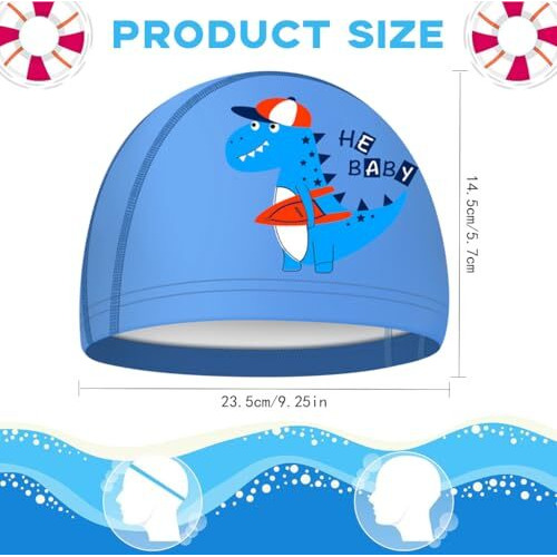 Proberos Swimming Cap For Boys & Girls, Waterproof Elastic Pu Coated Ideal All Head Shape, Silicone Easy Fit No Hair Pulling Chlorine Resistant Kids Age 3-12