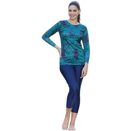 Rovars Two Piece Swimming Costume For Women With Pads (Green, L)