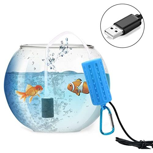 Qpets Quietest Portable Aquarium Air Pump - Air Stone And Hose Included - Low Power Usage - Usb Air Pump - Air Pump For Aquarium - Aquarium Oxygen Pump