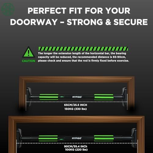 Myfigo Pullup Bar For Home  Adjustable Pull Up Bar For Home Workout | No-Drill Wall Mounted Pull Up Bar | Heavy-Duty Pullup Bar (65-90Cm, 150Kg Load Capacity)