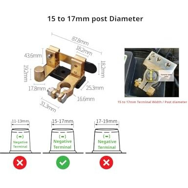 Centiot - Battery Disconnect Cut Off Shut Off Switch 12V 24V - For Marine Car Boat Rv Atv (Negative, Vertical, 15-17Mm Top Post Dia)