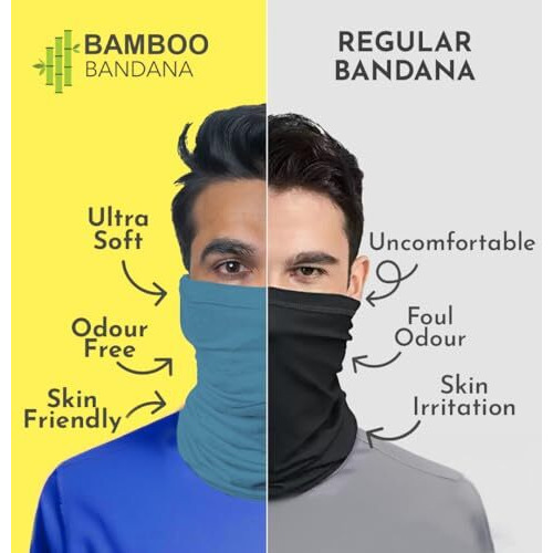 Heelium Bamboo Bandana For Men & Women | Super Soft | Odour-Free & Breathable | Durable & Multipurpose Bandana