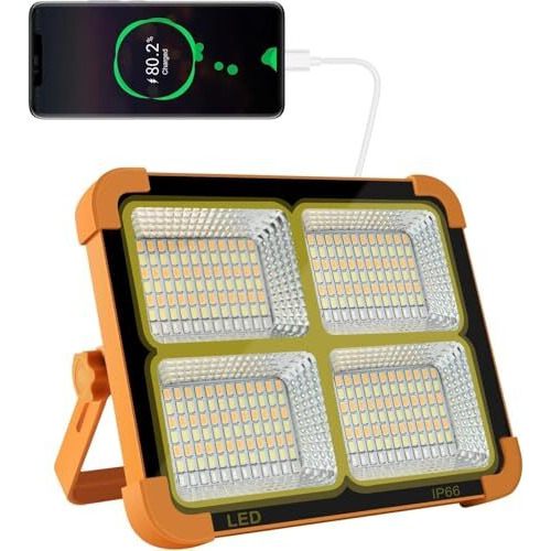 Glowbase Solar Led Flood Light, 100W, 16500 Mah Rechargeable, Waterproof Outdoor Light For Farms, Garage, Camping