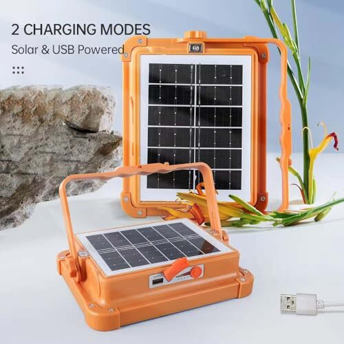 Glowbase Solar Led Flood Light, 100W, 16500 Mah Rechargeable, Waterproof Outdoor Light For Farms, Garage, Camping