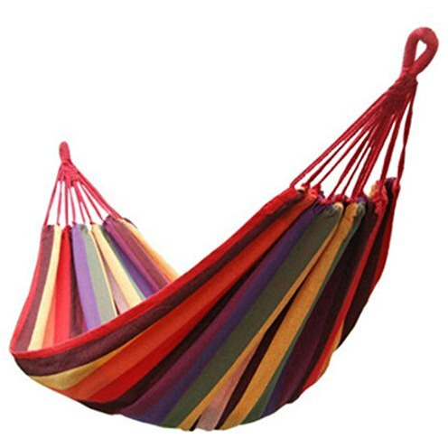 Inditradition Cotton Striped Foldable Hammock (For Single Person) / Hanging Bed For Camping & Outdoor Activities (197 Cm X 80 Cm) - Multicolor