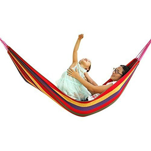 Inditradition Cotton Striped Foldable Hammock (For Single Person) / Hanging Bed For Camping & Outdoor Activities (197 Cm X 80 Cm) - Multicolor