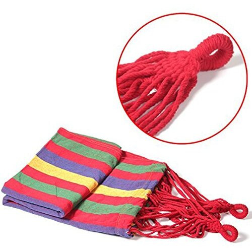 Inditradition Cotton Striped Foldable Hammock (For Single Person) / Hanging Bed For Camping & Outdoor Activities (197 Cm X 80 Cm) - Multicolor