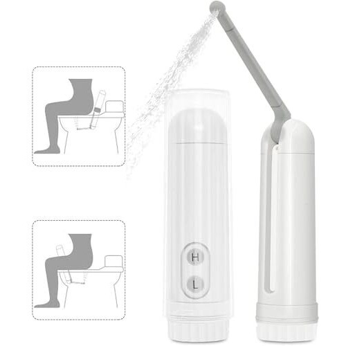 Pesoma Portable Jet Spray - Portable Travel Bidet, Handheld Electric Bidet Spray, Portable Battery Operated Bidet For Personal Hygiene Cleaning With 180 Degree Nozzle Adjustment Ipx6 Waterproof(White)