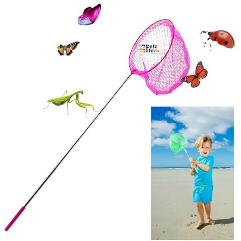 Vayinato Stainless Steel Extendable Net (37Cm To 85Cm) Sutable For Butterfly Fishing Nets Great For Catching Insect Perfect Outdoor Tools (Colour May Vary - Pack Of 1) By Petzlifeworld