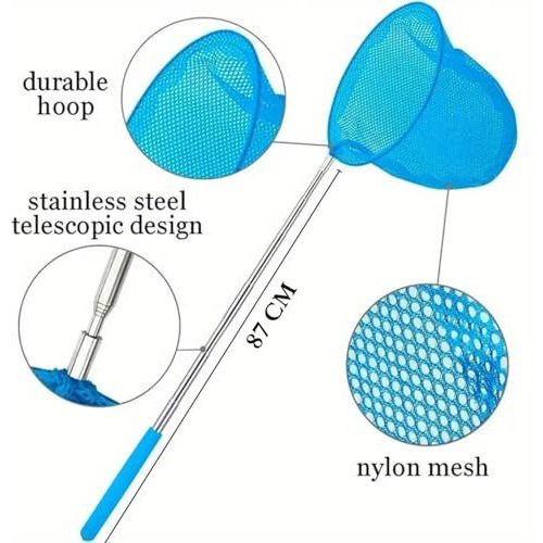Vayinato Stainless Steel Extendable Net (37Cm To 85Cm) Sutable For Butterfly Fishing Nets Great For Catching Insect Perfect Outdoor Tools (Colour May Vary - Pack Of 1) By Petzlifeworld