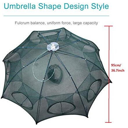 ZorbesFishing Net, Fish Net, Bait Fish Trap Net, Cast Netfolded Fish Net Angling Outdoor Appliance(8 Sides 8 Holes)