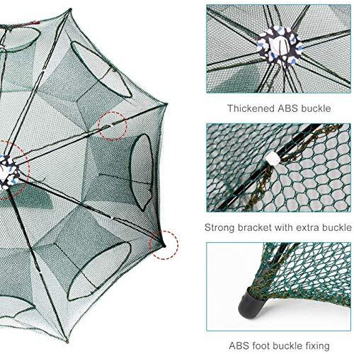 ZorbesFishing Net, Fish Net, Bait Fish Trap Net, Cast Netfolded Fish Net Angling Outdoor Appliance(8 Sides 8 Holes)
