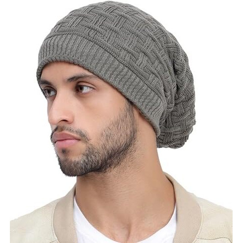 Freecultr Wool Unisex Short Beanie & Premium Long Beanie Grey, Free Size