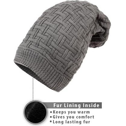 Freecultr Wool Unisex Short Beanie & Premium Long Beanie Grey, Free Size