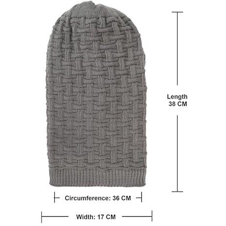 Freecultr Wool Unisex Short Beanie & Premium Long Beanie Grey, Free Size