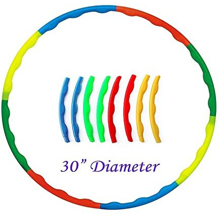 Fitfix Sports Plastic Hula Hoop Exercise Fitness Ring For Kids & Adults  8 Interlockable Pieces, Adjustable 30Inch (75Cm), Multicolour Zig Zag Wave Design, Classic & Premium For Fitness And Fun