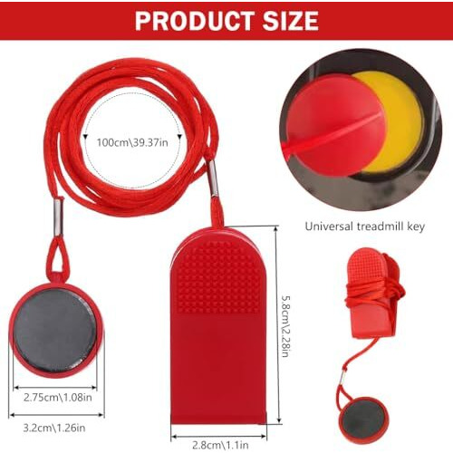 Proberos Treadmill Safety Magnet Key With Clip, Safety Key For Treadmill, Treadmill Key Red For Enhanced Gym & Home Fitness Safety - Compact, Lightweight & Easy To Use