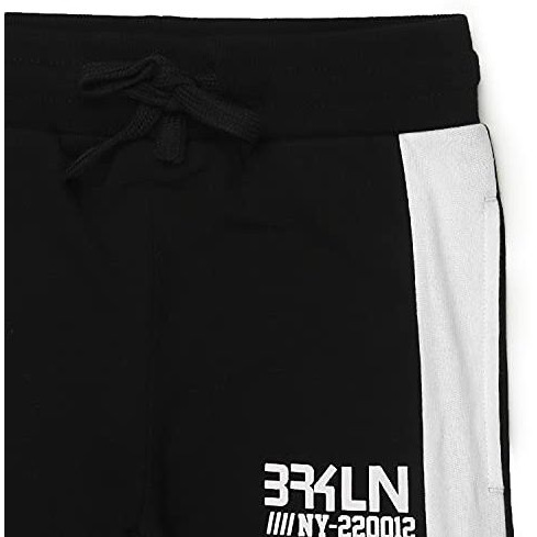 Alan Jones Clothing Boy's Colorblock Regular Mid Rise Joggers Track Pants (Black_13 Years-14 Years)