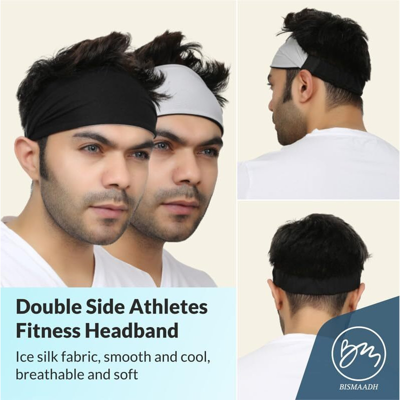 Lightweight Headband Workout Sweatbands For Men & Women | Gym Equipment | Running, Yoga, Cycling, Tennis, Cricket, Badminton | Sports Unisex Hair Band