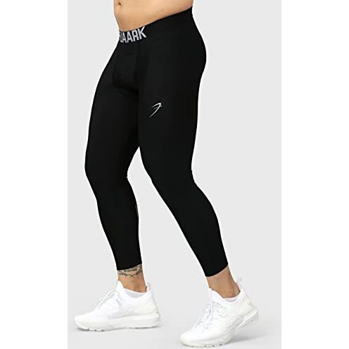 Fuaark Men's Nylon Skinny Fit Compression Pants Tights (Medium, Black)