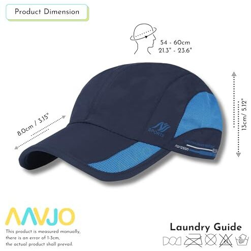 Aavjo Polyester Quick Dry Baseball Cap Hat Topi For Men Women L Beach Cricket Sports Running Cap (Blue), Large
