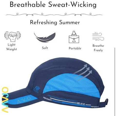 Aavjo Polyester Quick Dry Baseball Cap Hat Topi For Men Women L Beach Cricket Sports Running Cap (Blue), Large