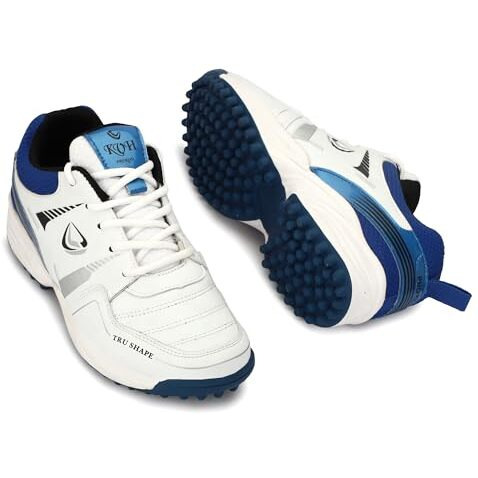 Pro Kvh Lightweight Cricket Shoes For Men | Rubber Spikes | Water-Resistant | All-Round Performance Footwear For Outdoor And Field Sports, Blue (8 Uk)