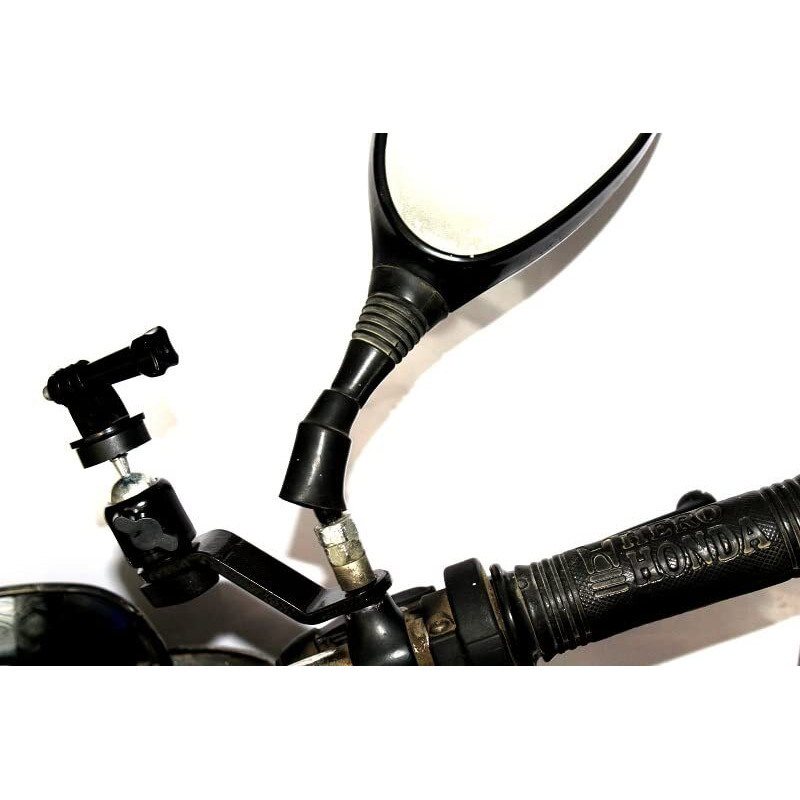 Shopee 360 Motorcycle Bike Bicycle Rearview Mirror Mount Metal Bracket Holder Compatible With Gopro Hero 10/9/8/7/6/5 Black Action And More