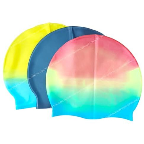 Shaktism Silicone Swimming Cap - Appropriate For Long & Short Hair, Cover Head To Keep Hair Dry, Waterproof Swim Caps, Comfortable Fit Random Colour Dispatch - 1Pc
