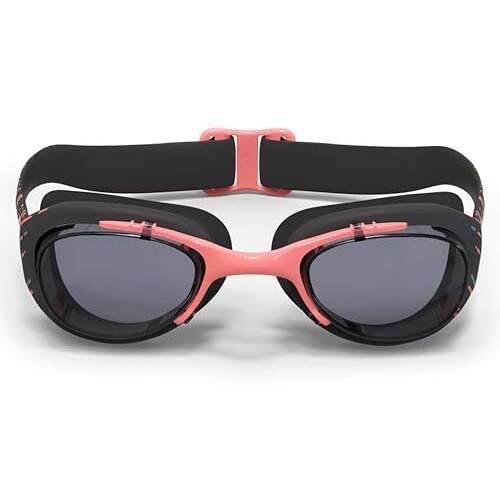 Nabaiji (Decathlon) Swimming Goggles Adjustable Nose Bridge & Strap For Women - Clear Lenses - Adult Size (Black Pink Green)