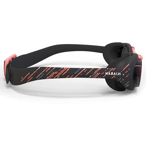 Nabaiji (Decathlon) Swimming Goggles Adjustable Nose Bridge & Strap For Women - Clear Lenses - Adult Size (Black Pink Green)