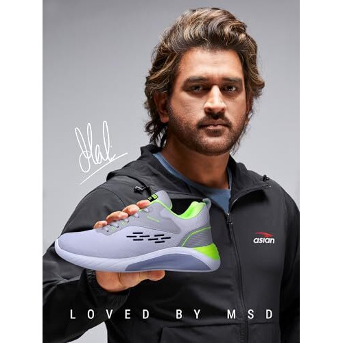 Asian Men's Grey Running Shoes - 8 Uk