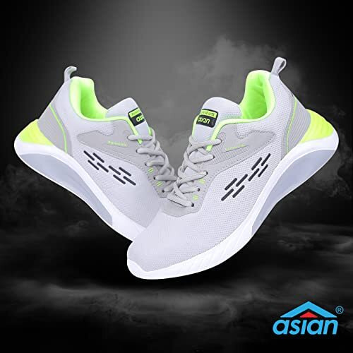Asian Men's Grey Running Shoes - 8 Uk