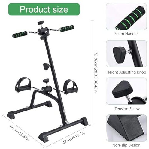 Proberos Multifunctional Pedal Exerciser Bike With Dual Hand Rockers, Adjustable Height & Resistance, Non-Slip Feet, Compact Design For Home Gym Upper & Lower Body Workout, Fitness Cycling Equipment