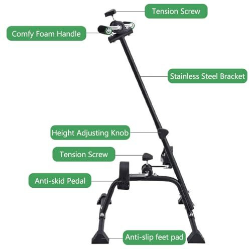 Proberos Multifunctional Pedal Exerciser Bike With Dual Hand Rockers, Adjustable Height & Resistance, Non-Slip Feet, Compact Design For Home Gym Upper & Lower Body Workout, Fitness Cycling Equipment