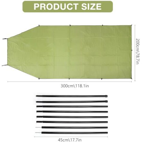 Proberos Car Side Awning Sun Shelter, Rain Fly Backpacking Tent Tarp Shelter, Upf 50+ Sunshade Camping Awning Kit With Storage Bag, 118X78 Inches Car Awning For Camping, Travel